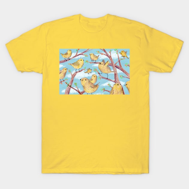 Yellow Birds in a Tree T-Shirt by Sophie Corrigan